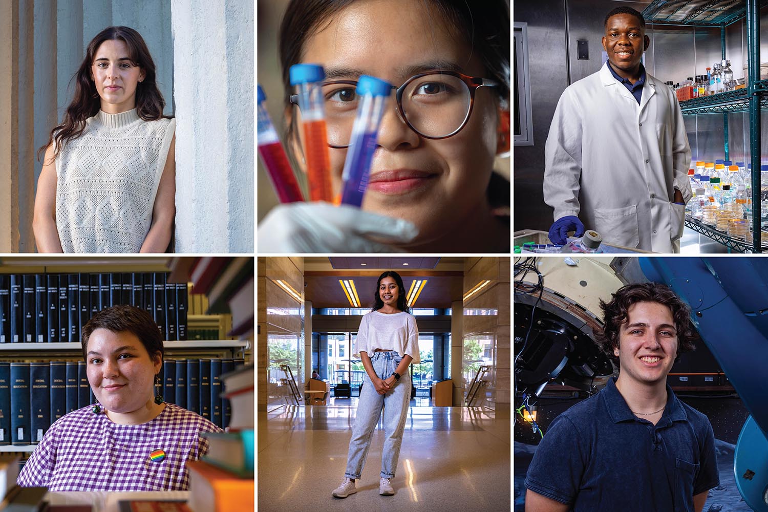 Grid photo of six undergraduate researchers.