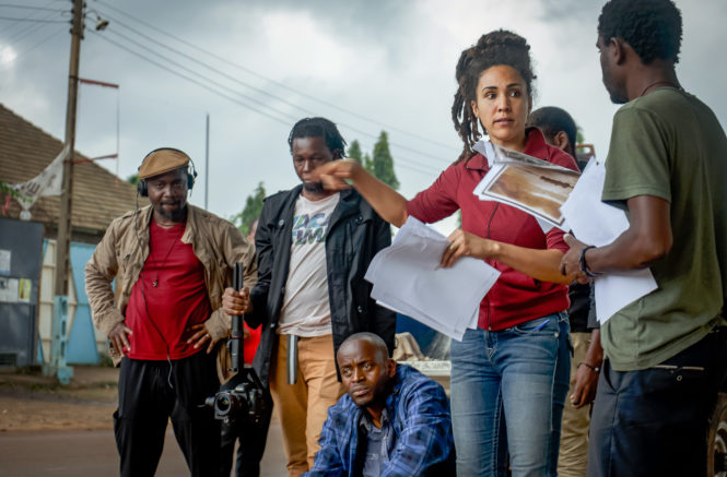 Cherie Rivers Ndaliko gives instructions to the cast of the film Matata