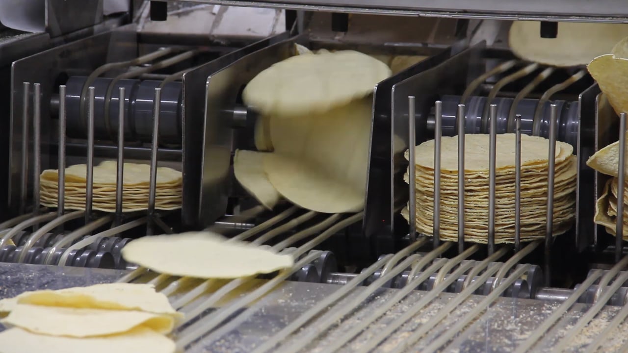Image of a machine sorting tortillas