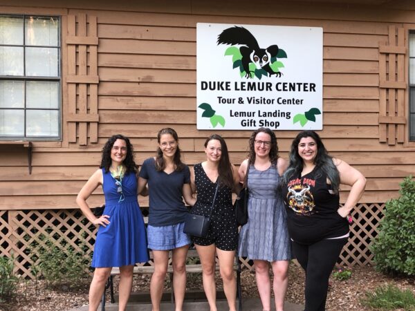 Farnosh Mazandarani with friends at the Duke Lemur Center