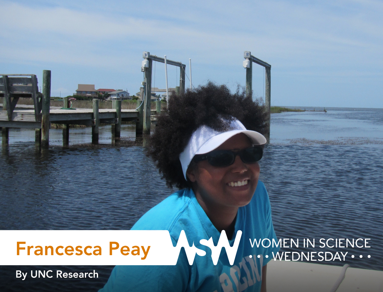 Photo of Francesca Peay on a boat off the coast of North Carolina.