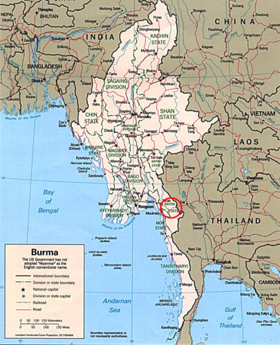 a map of Myanmar and the Kayin State