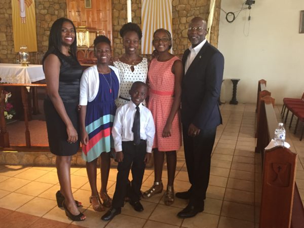 Griffith (center) and her family at church.