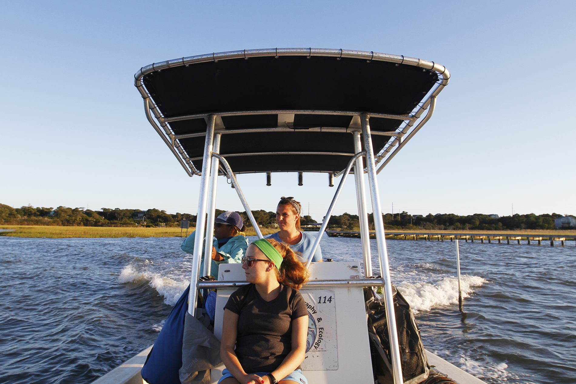 three women on a boat