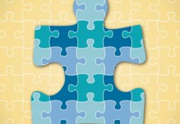 Illustration of puzzle piece with smaller puzzle pieces inside of it