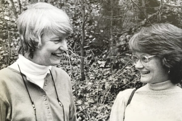 an old photo of Patricia Waller and Carol Runyan 