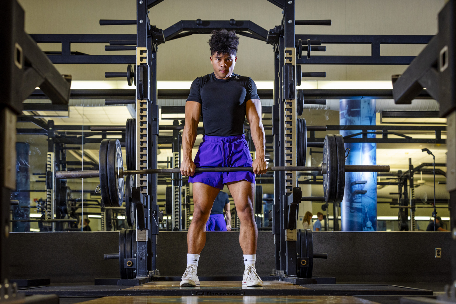 Christian Chung deadlifts a barbell at UNC's gym