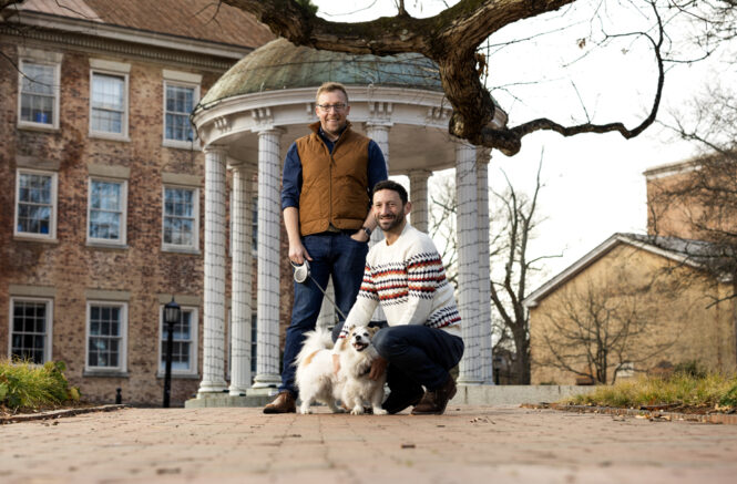 Daniel Klasik, Ethan Hutt, and their dog Holtby