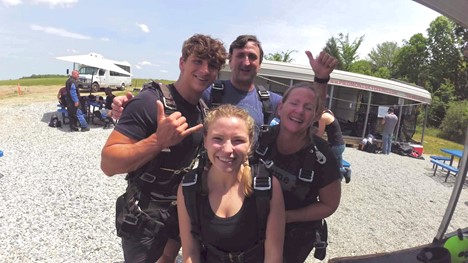 Anna Geib and her family after skydiving