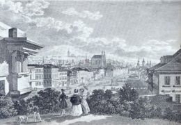 Vincenc Morstadt was a German visual artist born in 1802. This drawing depicts Wenceslas Square, one of the main city squares and center of the business and cultural communities in the New Town of Prague, during 1830.